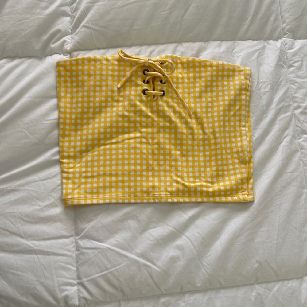 PacSun Yellow Gingham Bandeau Top